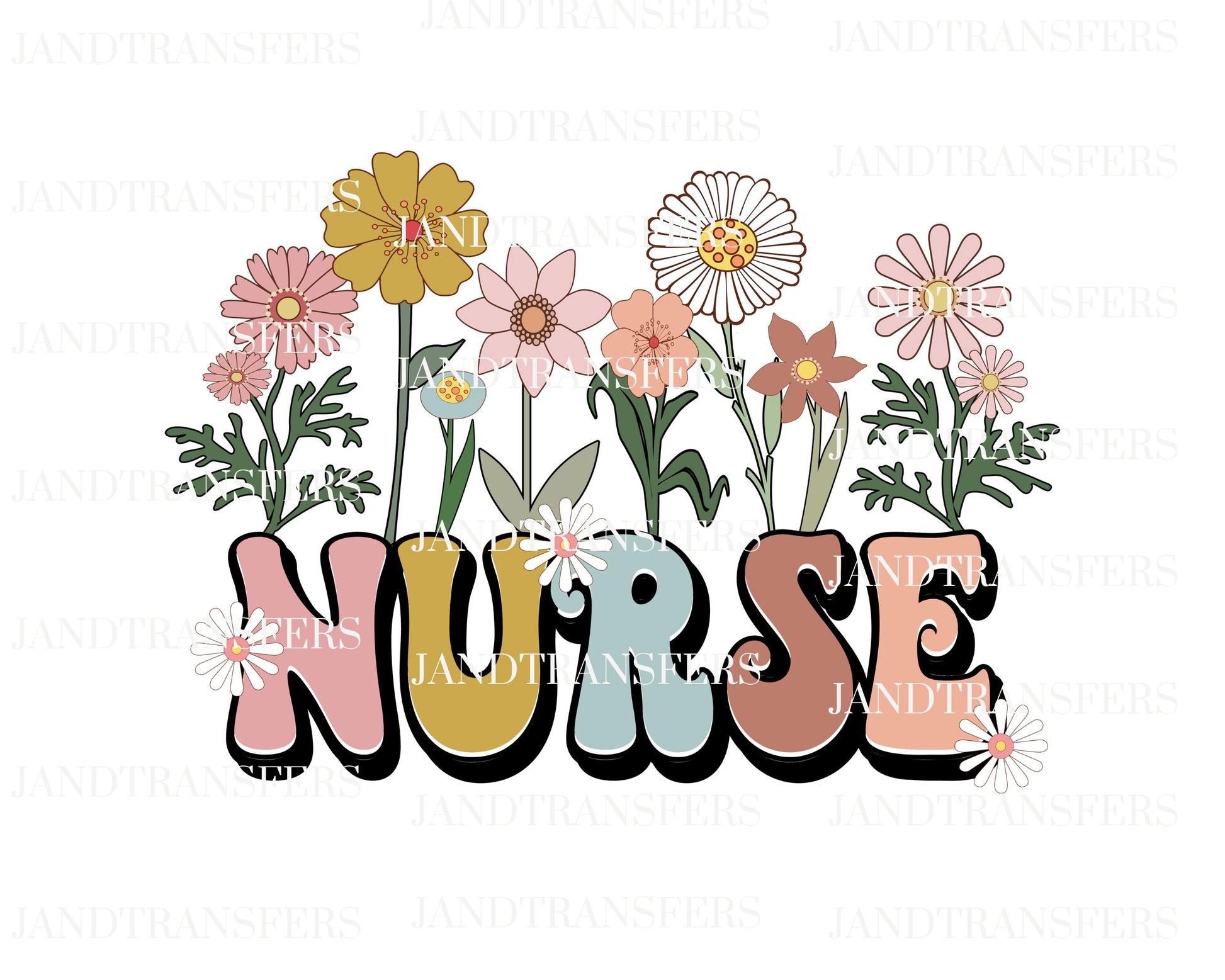 Nurse Flower Garden DTF- DTF Transfers Ready To Press, Direct To Film Transfer ,DTF Prints