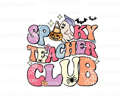 Spooky Teacher Club DTF Transfers Ready To Press, Direct To Film Transfer,, DTF, DTF Prints, Ready To Press Halloween