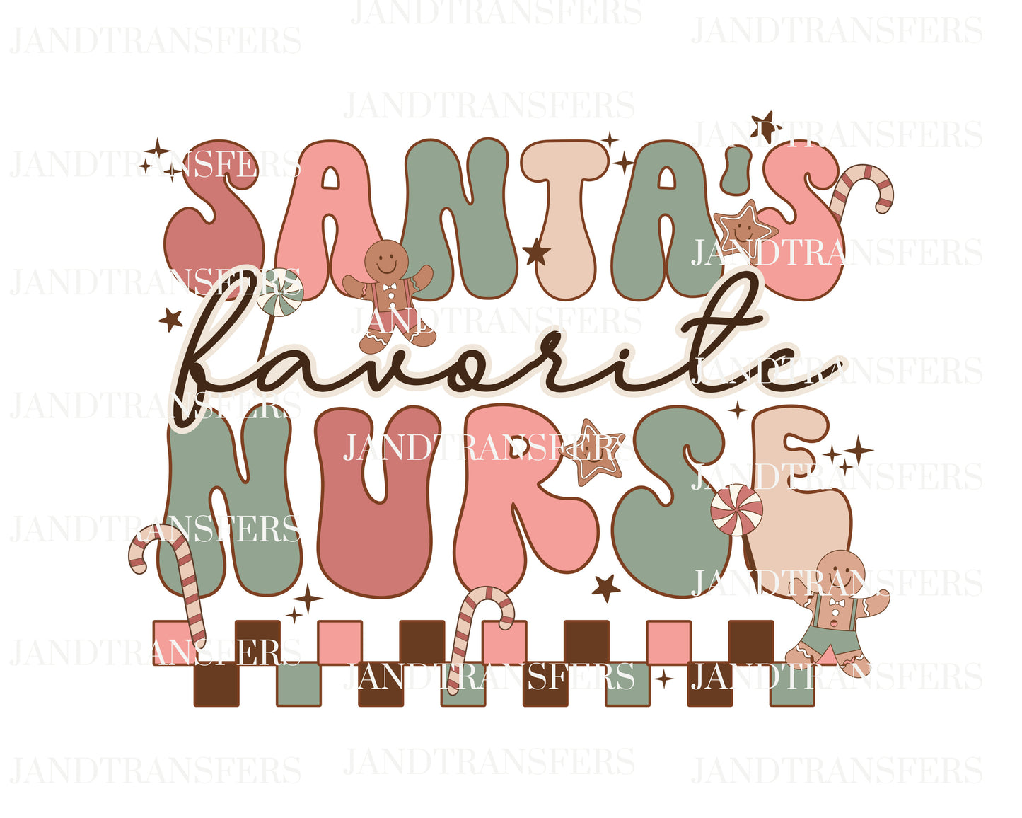 Santa's Favorite Nurse DTF- DTF Transfers Ready To Press, Direct To Film Transfer ,DTF Prints