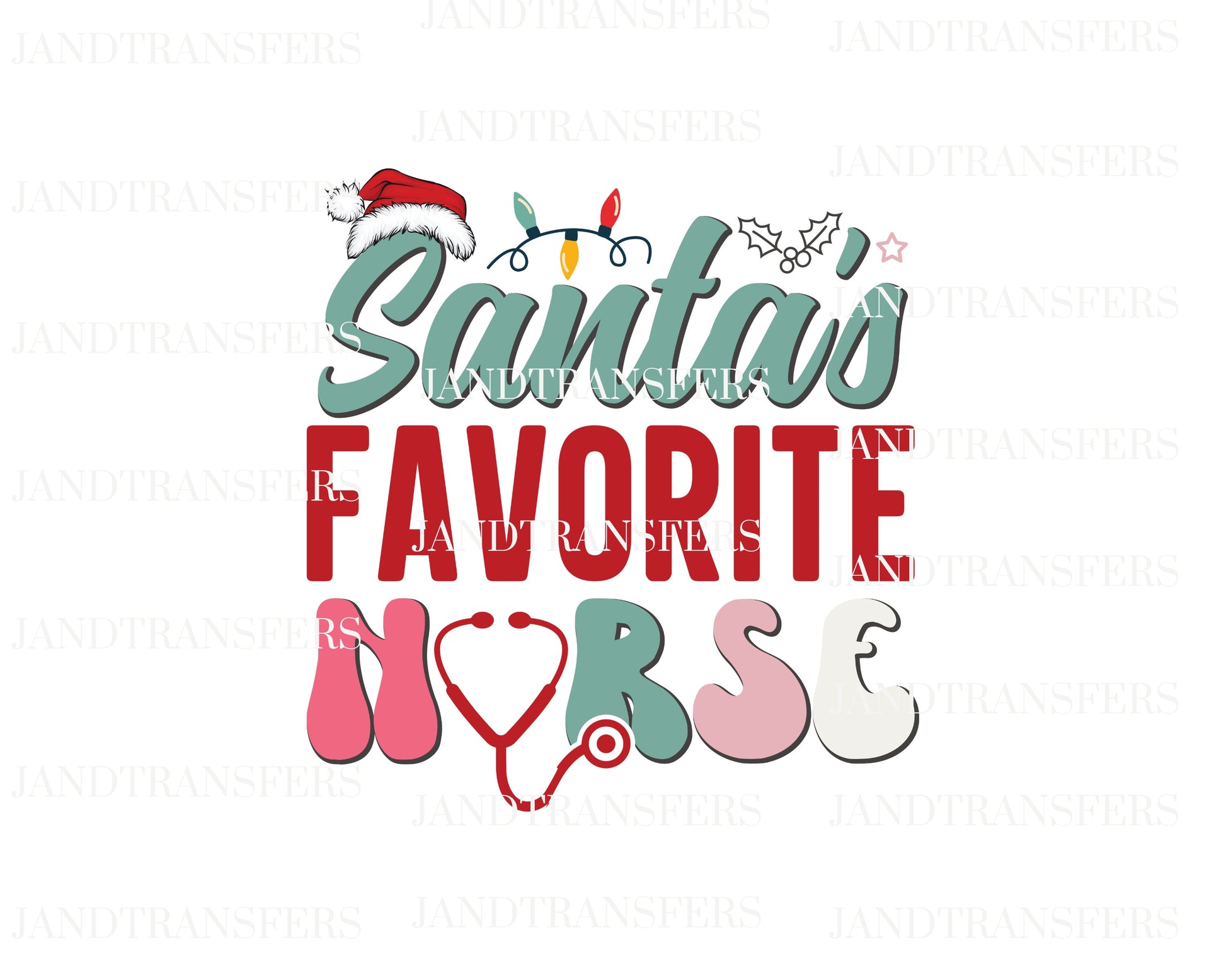 Santa's Favorite Nurse DTF- DTF Transfers Ready To Press, Direct To Film Transfer ,DTF Prints