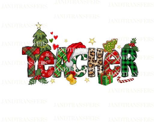Teacher Christmas DTF Transfers Ready To Press, Direct To Film Transfer ,DTF Prints
