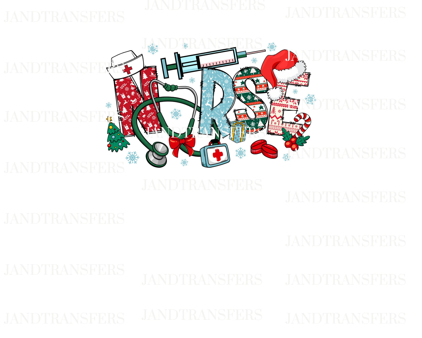 Nurse Christmas DTF- DTF Transfers Ready To Press, Direct To Film Transfer ,DTF Prints