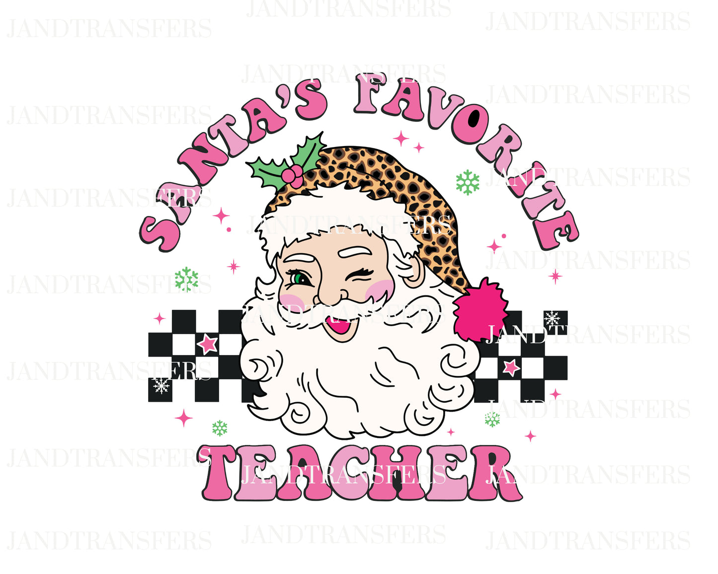 Santas Favorite Teacher Christmas DTF Transfers Ready To Press, Direct To Film Transfer ,DTF Prints