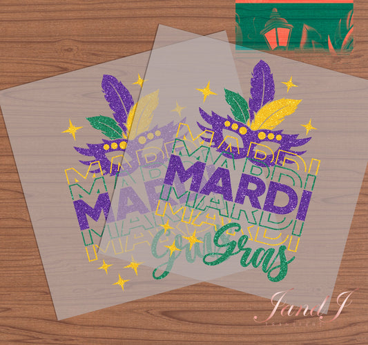 Mardi Gras Glitter DTF Transfers Ready To Press, Direct To Film Transfer ,DTF Prints