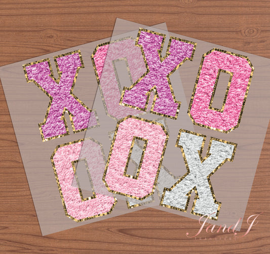 Xoxo Chenille Sequin Glitter DTF Transfers Ready To Press, Direct To Film Transfer ,DTF Prints